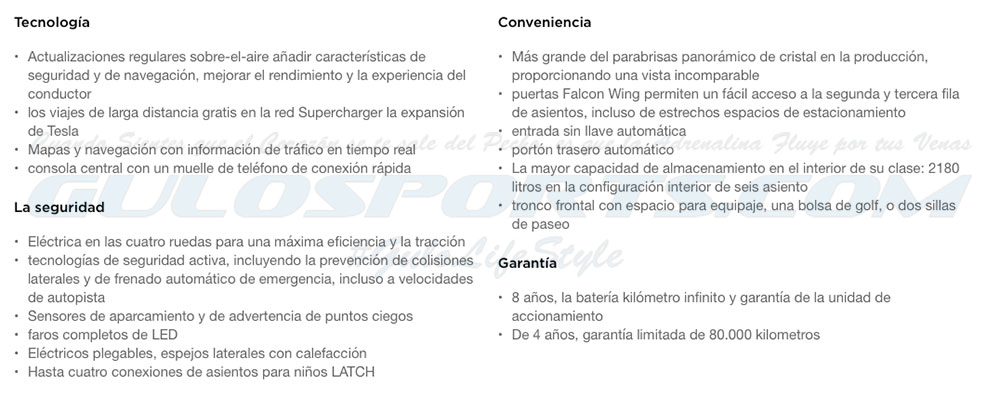 Especificaciones Tesla Model X España